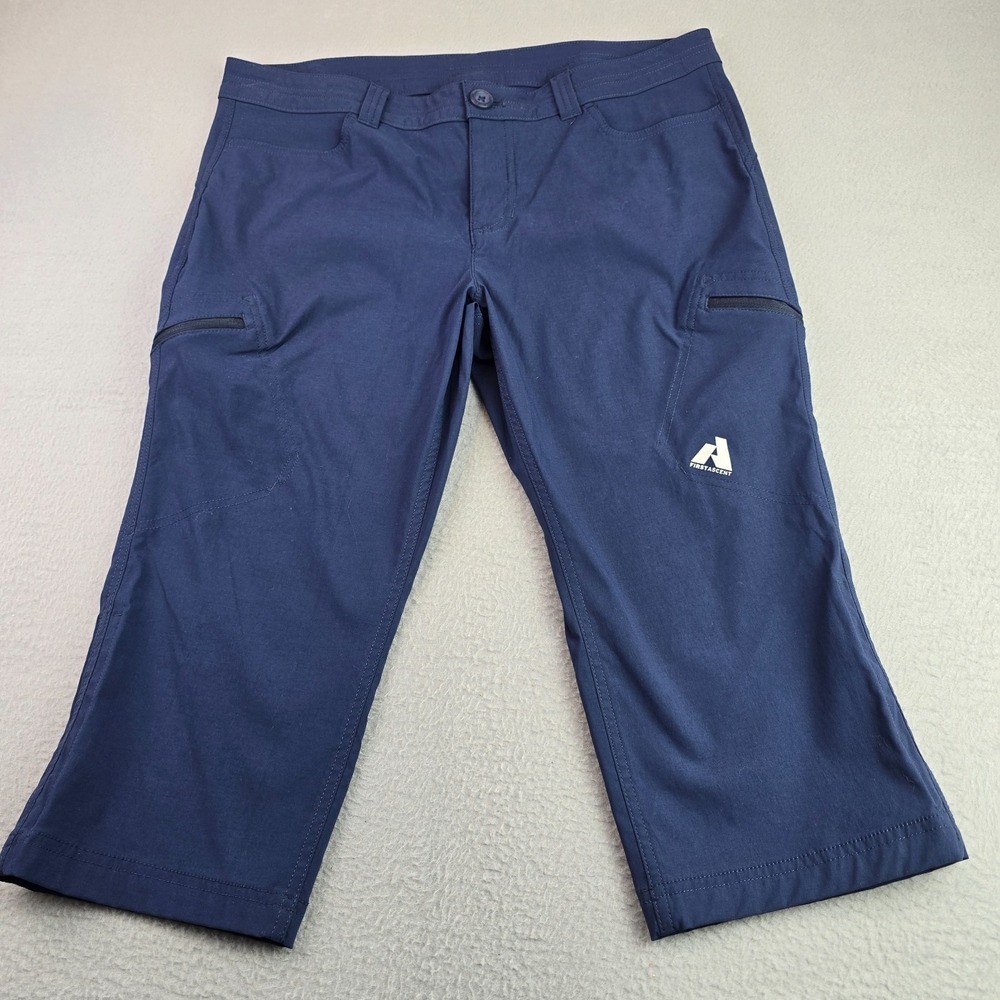 Eddie Bauer First Ascent Women's P10 Navy Hiking Capris Stretch Trail Outdoor